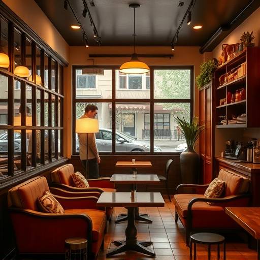 Cozy interior of The Daily Grind coffee shop, showing comfortable seating and a welcoming atmosphere.