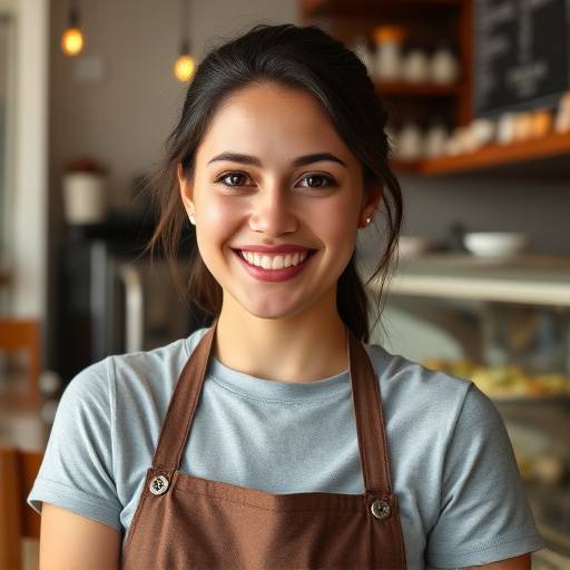 Olivia Rodriguez, Cafe Manager, looking professional and friendly.
