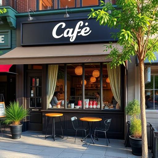 The exterior of The Daily Grind cafe in Belltown, Seattle, with outdoor seating.